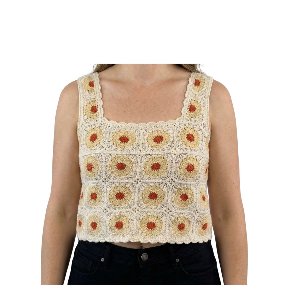 Boho Crochet Floral Crop Top